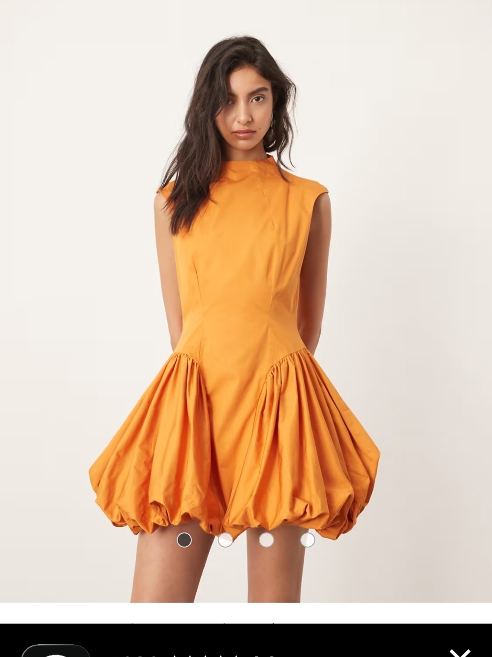 Women's Orange Balloon Hem Mini Dress